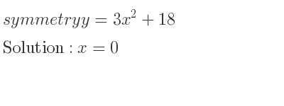 The symmetry y=3x^2+18 is x=0